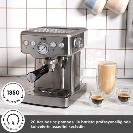Karaca Coffee Art 1353 Süt Köpürtücülü 20 Bar Basınçlı Espresso, Latte Cappuccino Americano Makinesi - Görsel 4