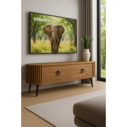 Moka Park AVM Linea 150 Lik Ovalli Çıtalı 2 Kapaklı Tv Ünitesi – Ceviz Detaylı, 150 Cm, Duvara Monte Edilebilir - Görsel 4