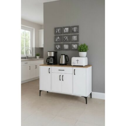 Industrial Living Modern Mdf Mutfak Dolabı 120 Cm, Geniş Saklama Alanı, Kahve Köşesi ve Konsol Dolap, Şık ve Dayanıklı Tasarım