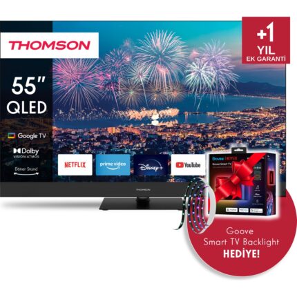 Thomson 55" 139 Ekran + Govee Tv Arkası LED Şerit Hediyeli 4K Ultra Hd QLED Plus Google Tv 55QG6C14
