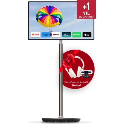THOMSON Go Plus + Kulaküstü Kulaklık ve Webcam Hediyeli Hareketli Taşınabilir Android 32" 81 Ekran 4K Ultra Hd Dokunmatik, Döndürülebilir, Tekerlekli, Dahili Hoparlörlü Tablet 32UE5M45