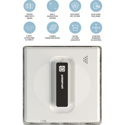 Polosmart PSH23 Akıllı Cam Silme Robotu Ultrasonik Su Püskürtmeli Uzaktan Kumandalı APP Uygulama Kontrollü