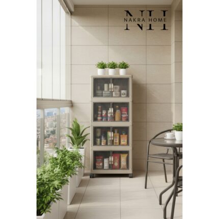 Nakra Home Katlanabilir 4 Katlı Tekerlekli Plastik Dolap – Çok Amaçlı Portatif Organizer (Geniş Hacim) - Görsel 4