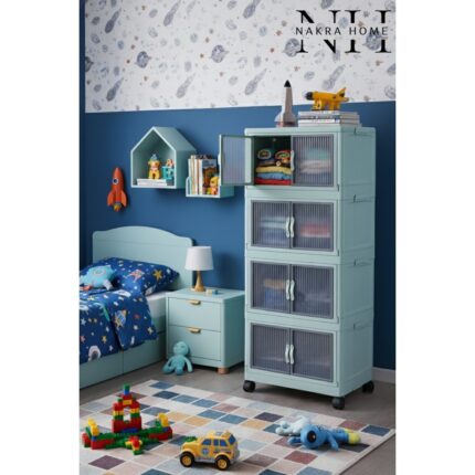 Nakra Home Katlanabilir 4 Katlı Tekerlekli Plastik Dolap – Çok Amaçlı Portatif Organizer (Geniş Hacim) - Görsel 5