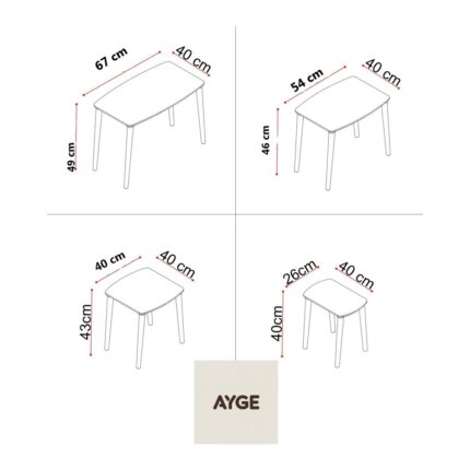 Ayge Istanbul 4'lü Zigon Sehpa %100 Mdf Ahşap - Görsel 5