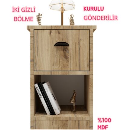 Enfa Store Iki Gizli Bölmeli Mdf Komodin,kurulu Gönderilir,montaja Gerek Yok - Görsel 3