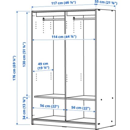 IKEA Kleppstad Sürgü Kapaklı Gardırop Beyaz 117 x 176 cm - Görsel 2