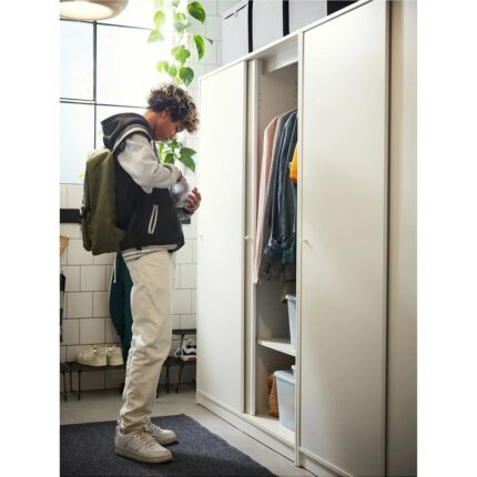 IKEA Kleppstad Sürgü Kapaklı Gardırop Beyaz 117 x 176 cm - Görsel 4