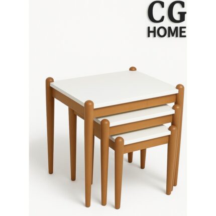 Cg Home Ada Zigon Sehpa Üçlü Lüx %100 Ağaç Lake Boyalı Sehpa - Görsel 4