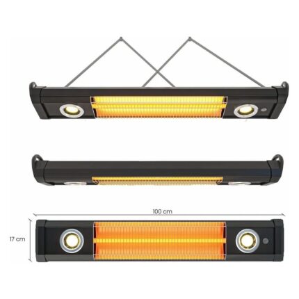 Mirkraft Vega 2500W Sarkıt Tipi Karbon Infrared Isıtıcı Kumandalı LED Aydınlatmalı - Görsel 3