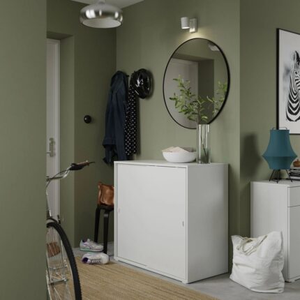 IKEA Vıhals Sürgü Kapaklı Dolap Beyaz 95 x 47 x 90 cm - Görsel 4