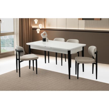 Erezoğulları Mobilya Tekno Polo Mdf Açılır Mutfak Masa Sandalye Takımı 90X160