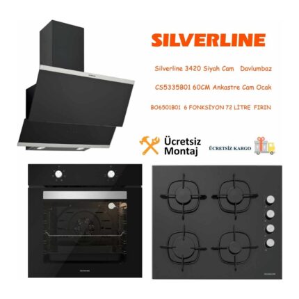 Silverline Siyah Cam Ankastre Set 3420 - CS5335B01 - BO6501B01 - Görsel 4