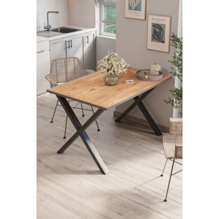 Bofigo Yemek Masası Metal Ayaklı Mutfak Masası Prag 80 x 120 cm x Ayaklı Çam - Görsel 2