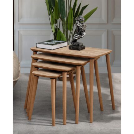 Vovvahome Luci 4lü Mdf Ahşap Zigon Sehpa Meşe