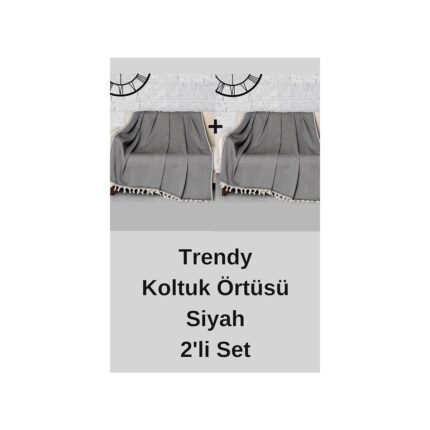 Concept Trendy Koltuk Örtüsü Siyah 2'li Set - 170X230CM
