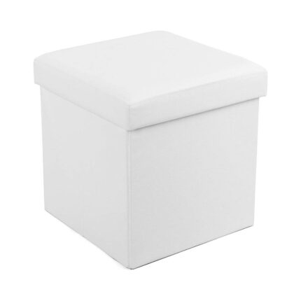 Mena Rise Depolama Alanlı Tabure, 300 Kg'a Kadar Dayanıklı, Beyaz, 38 x 38 x 38 Cm, LSF103