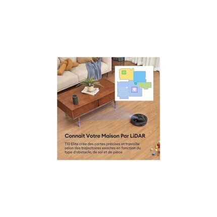 T10 Elite Robot Vacuum Cleaner With Mop, Robotic Vacuum Self Emptying For 45 Days Hands-Free, Lidar Navigation, Compatible With Alexa/wi-Fi Connected, Ideal For Pet Hair, Hard Floor And Carpet - Görsel 4