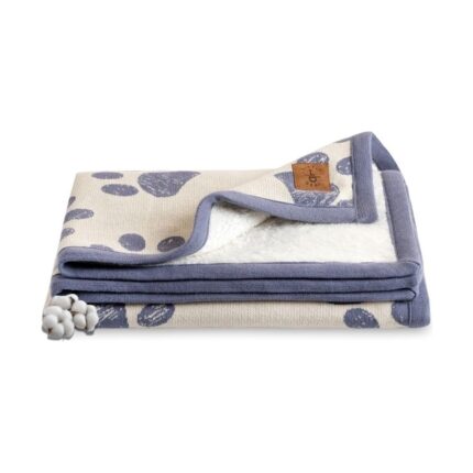 Mena Rise DEDI%100 Organik Pamuk Örme Peluş Katmanlı Bebek Battaniyesi 75X95 cm - Rahat ve Yenidoğan Temelleri - Kreş, Beşik, Bebek Arabası Için Yumuşak Kundak Örtüsü (Mavi)