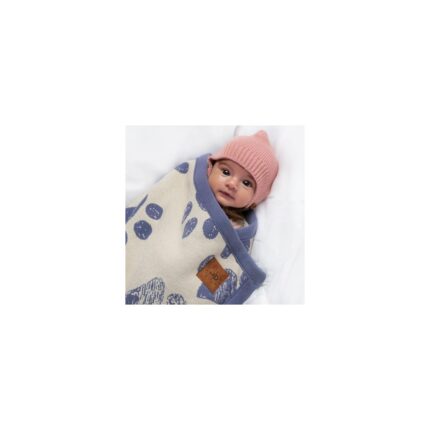 Mena Rise DEDI%100 Organik Pamuk Örme Peluş Katmanlı Bebek Battaniyesi 75X95 cm - Rahat ve Yenidoğan Temelleri - Kreş, Beşik, Bebek Arabası Için Yumuşak Kundak Örtüsü (Mavi) - Görsel 2