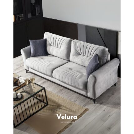 Velura Home & Living Alaf Üçlü Kanepe & 3'lü Koltuk - Gri - Görsel 2