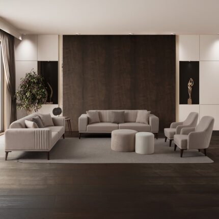 Edsy Home Regnar 3+3+1+1 Koltuk Takımı Sütlü Kahve - Görsel 3