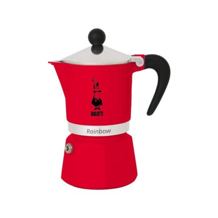 - Rainbow: 3 Cups Ocak Üstü Espresso Pişirici - 130ML - Kırmızı Renk - Alüminyum Gövde - Patentli Güvenlik Valfi - Tüm Ocak Türleri Için Uygundur (Indüksiyon Hariç)