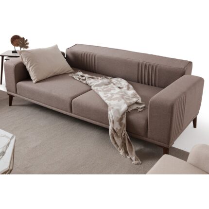 Edsy Home Regnar 3+3+1 Koltuk Takımı Kahverengi + Sütlü Kahve - Görsel 3