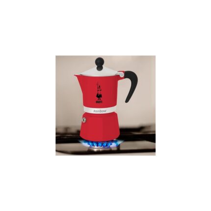 - Rainbow: 6 Cups Ocak Üstü Espresso Pişirici - 250ML - Kırmızı Renk - Alüminyum Gövde - Patentli Güvenlik Valfi - Tüm Ocak Türleri Için Uygundur (Indüksiyon Hariç) - Görsel 3