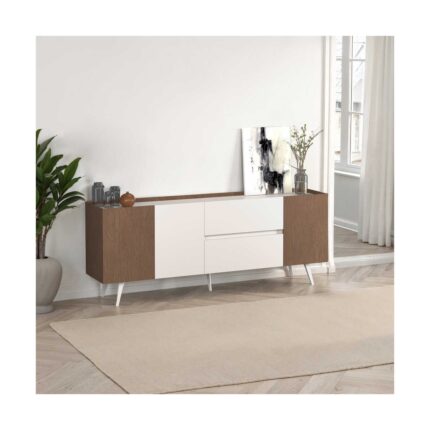 Adore Mobilya Milano 3 Kapaklı 2 Çekmeceli Konsol Vizon-Zebra 210X80X44 cm