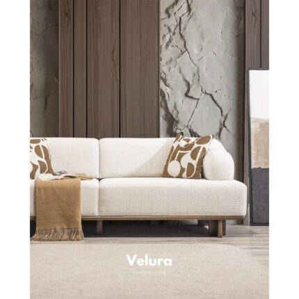 Velura Home & Living Petra Sırt Mekanizmalı Üçlü Kanepe & 3'lü Koltuk - Krem - Görsel 4