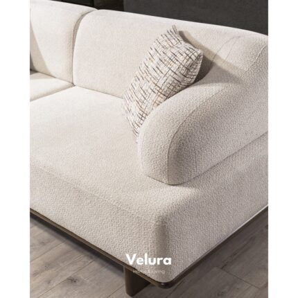 Velura Home & Living Petra Sırt Mekanizmalı Üçlü Kanepe & 3'lü Koltuk - Krem - Görsel 5