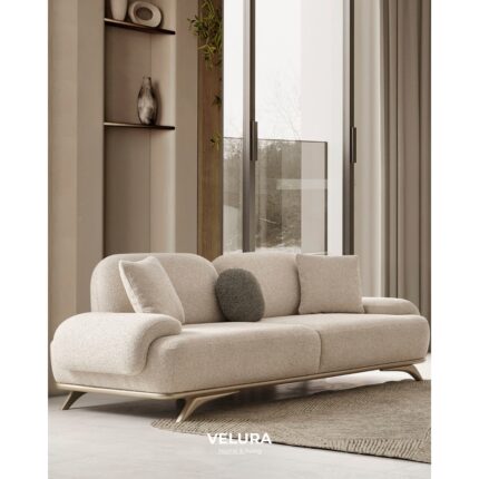 Velura Home & Living Nesta Sırt Mekanizmalı Üçlü Kanepe & 3'lü Koltuk - Krem - Görsel 2