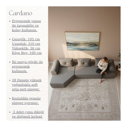 Branna Home Cardano Lüks Köşe Koltuk Salon L Koltuk Takımı Tamamen Sünger Modern Köşe Oturma Grubu