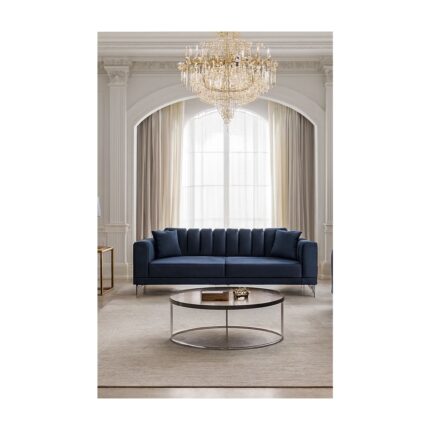 Perla Sofa Ekonomik Velar Üçlü Koltuk Lacivert - Görsel 3