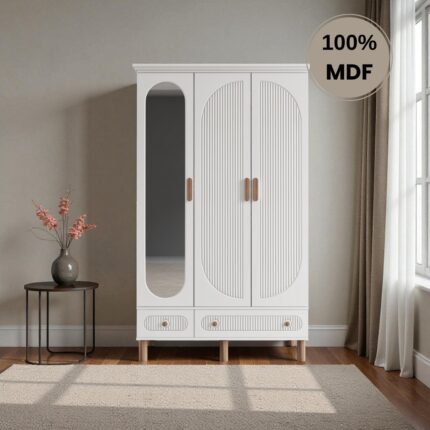 Comiet Sally 3 Kapaklı Aynalı Çekmeceli Mdf Gardırop