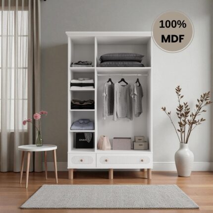 Comiet Sally 3 Kapaklı Aynalı Çekmeceli Mdf Gardırop - Görsel 2