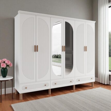 Comiet Sally 6 Kapaklı Aynalı Çekmeceli Mdf Gardırop