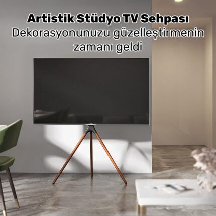 Npo STD1246F 45"-65" Vesa Uyumlu Ahşap Ayaklı 360° Dönebilen Dekoratif Taşınabilir Tv Standı - Görsel 2