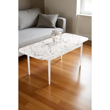Baresmu Bara Beyaz Mermer 80X132 Açılabilir Sunta Masa Yemek Odası Takımı, Mutfak Takımı 4 Adet Sandalye - Görsel 4