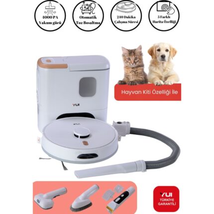 Yui RS16 Pro Max Pet Kit Özellikli Akıllı Robot Vacuum & Mop Süpürge Beyaz (Yuı Türkiye Garantili)