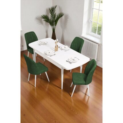 Baresmu Bara Beyaz 80X132 Açılabilir Sunta Masa Yemek Odası Takımı, Mutfak Takımı 4 Adet Sandalye - Görsel 2