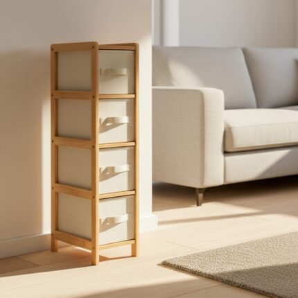 Digithome Bambu Slim 4 Çekmeceli Dolap Organizer Çok Amaçlı Düzenleyici Şifonyer DB-0048 - Görsel 2