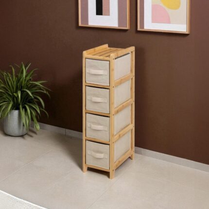 Digithome Bambu Slim 4 Çekmeceli Dolap Organizer Çok Amaçlı Düzenleyici Şifonyer DB-0048 - Görsel 4
