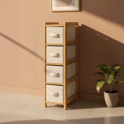 Digithome Bambu Slim 4 Çekmeceli Dolap Organizer Çok Amaçlı Düzenleyici Şifonyer DB-0048 - Görsel 5