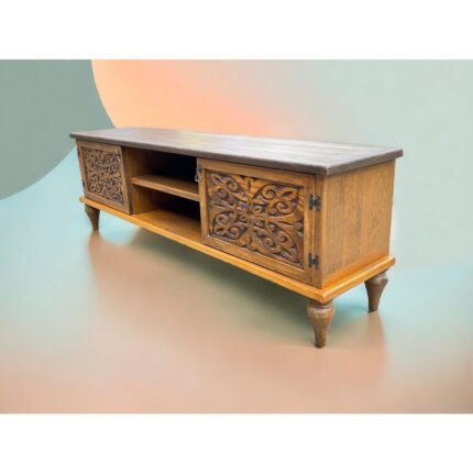 Boz Yapı Dekorasyon Woodshape %100 Doğal Ahşap Tv Ünitesi 119*35*44 - Görsel 4