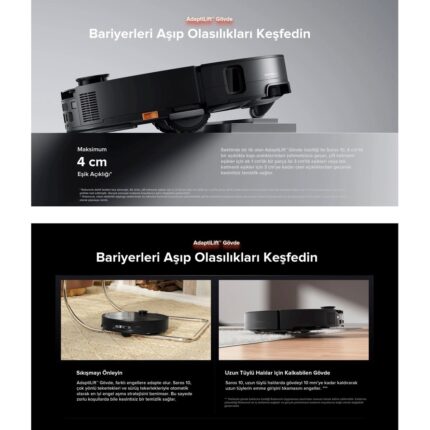 Roborock Saros 10 Akıllı Robot Süpürge ve Mop, 22.000PA Emiş Gücü, Engel Algılama, Dolaşmayan Ana Fırça,  Akıllı Kir Algılama, (7.98 Cm)Ultra Ince Tasarım + Mutfak Tartısı - Görsel 2
