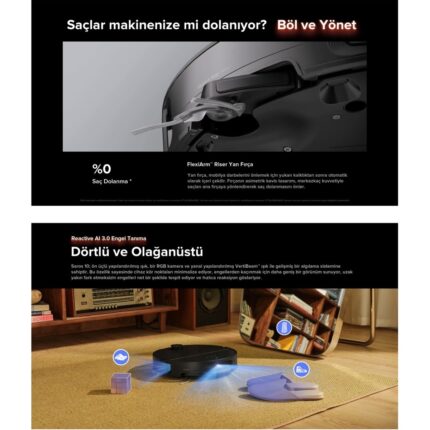 Roborock Saros 10 Akıllı Robot Süpürge ve Mop, 22.000PA Emiş Gücü, Engel Algılama, Dolaşmayan Ana Fırça,  Akıllı Kir Algılama, (7.98 Cm)Ultra Ince Tasarım + Mutfak Tartısı - Görsel 3