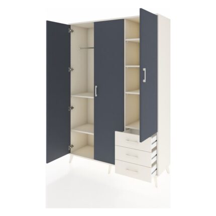 Dienni Hyperion Dolap 6 Raflı 3 Çekmeceli Tek Askılı 132X44X195 Aytaşı-Antrasit/aytaşı - Görsel 3