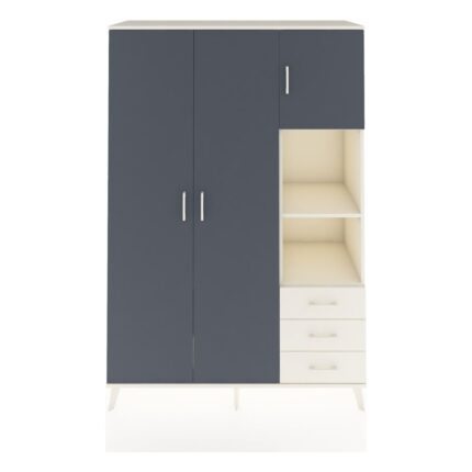 Dienni Hyperion Dolap 5 Raflı 3 Çekmeceli Tek Askılı 132X44X195 Aytaşı-Antrasit/aytaşı